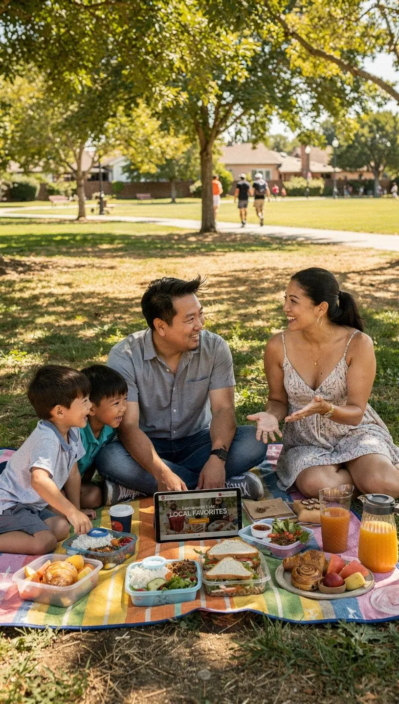 Community members sharing local history stories together.